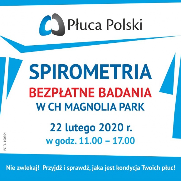 Sprawdź swoje płuca. Bezpłatne badania we Wrocławiu LIFESTYLE, Zdrowie - Męczy cię częsty kaszel, palisz papierosy lub odczuwasz duszności przy wykonywaniu prostych czynności? Sprawdź kondycję swoich płuc podczas bezpłatnych badań spirometrycznych już 22 lutego we Wrocławiu.